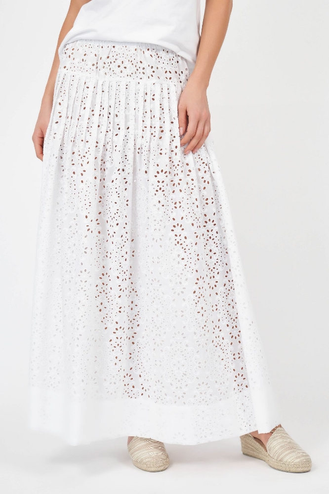 Picture of Giselle Broderie Anglaise Maxi Skirt White