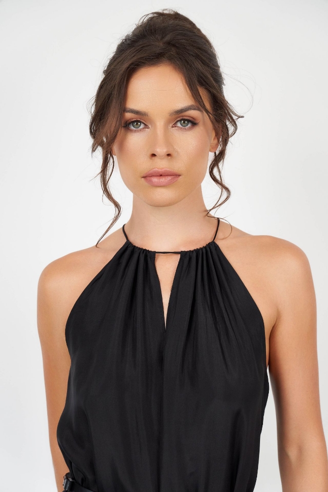 Picture of Vivien Silk Midi Dress Black