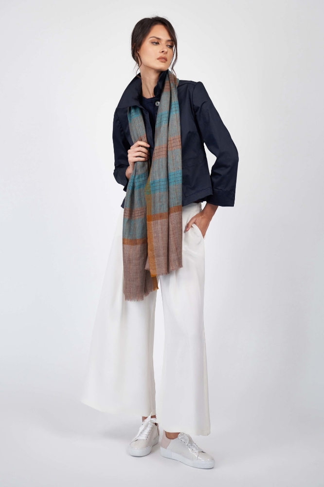 Picture of Cashmere Wrap Violet & Rust Check