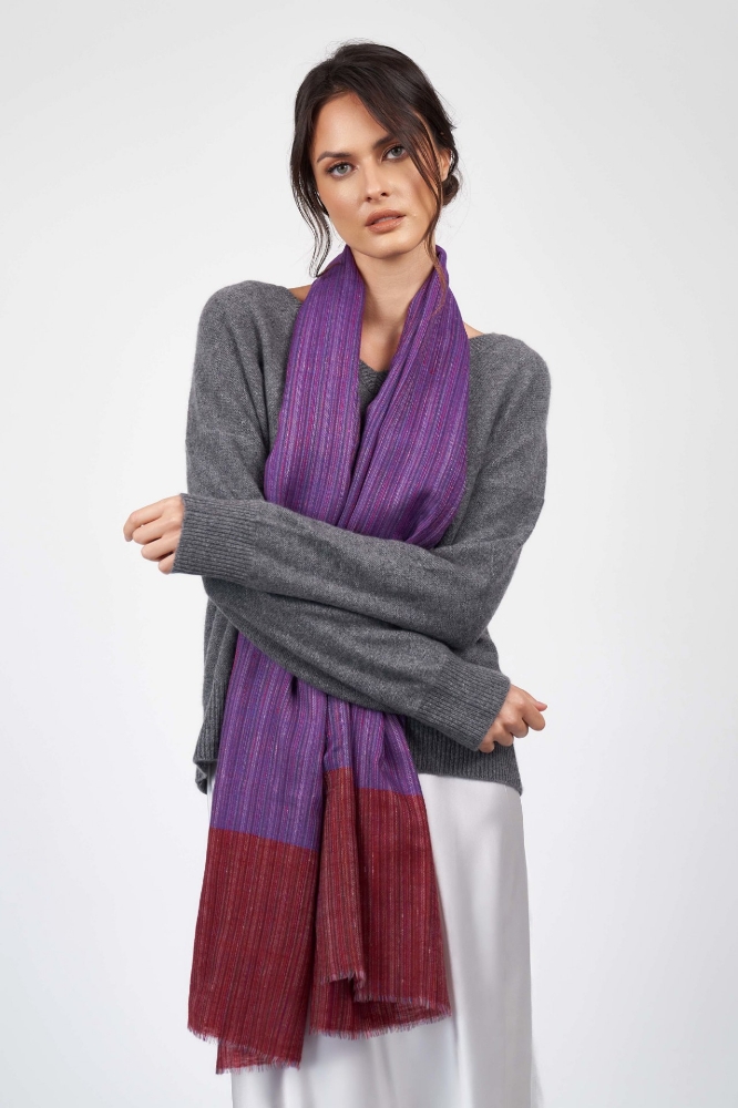 Picture of Cashmere Wrap Violet & Rust Check