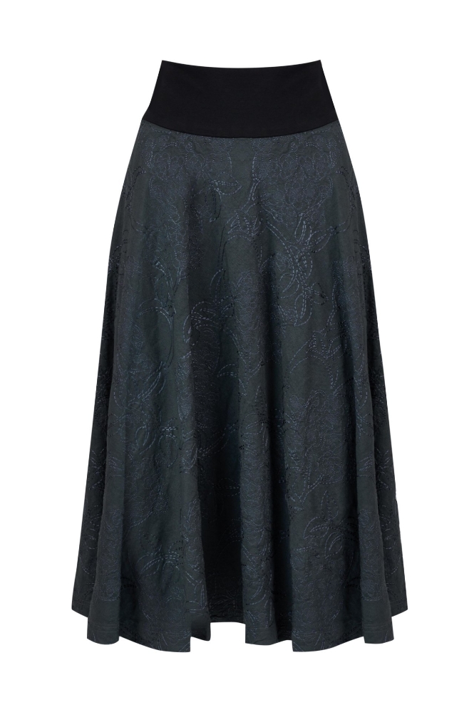 Picture of Florence Linen Bias Skirt Anthracite