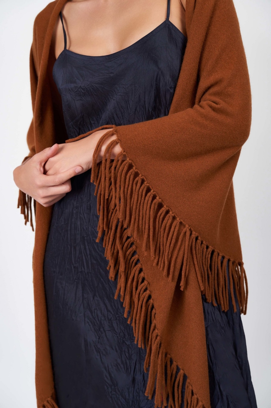Picture of Kimberley Cashmere Fringed Shawl Amber
