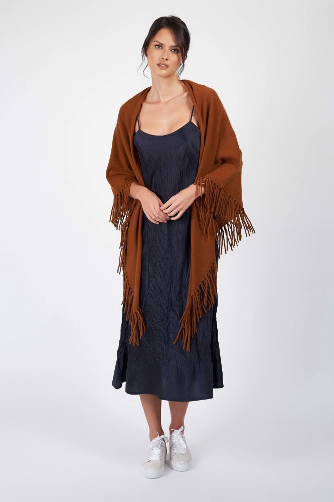 Picture of Kimberley Cashmere Fringed Shawl Amber