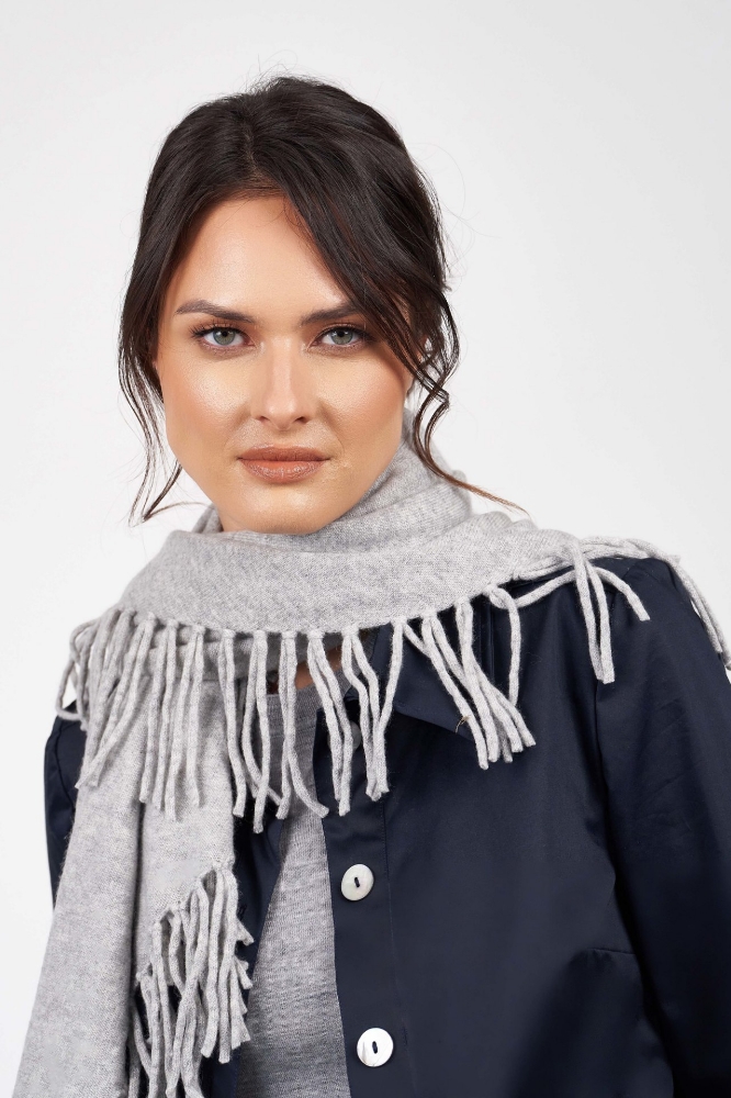 Picture of Kimberley Cashmere Fringed Shawl Silver
