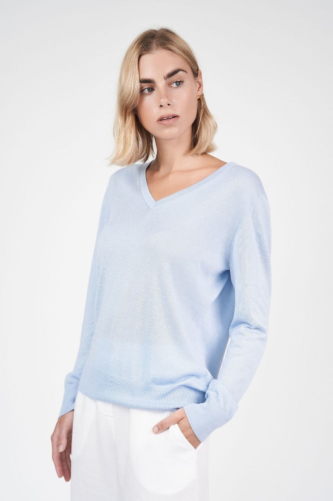 Picture of Paige V Neck Sweater Powder Blue