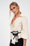 Picture of Sienna Wrap Blouse Pearl