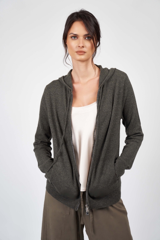 Picture of Joyce Cashmere Hoodie Olive
