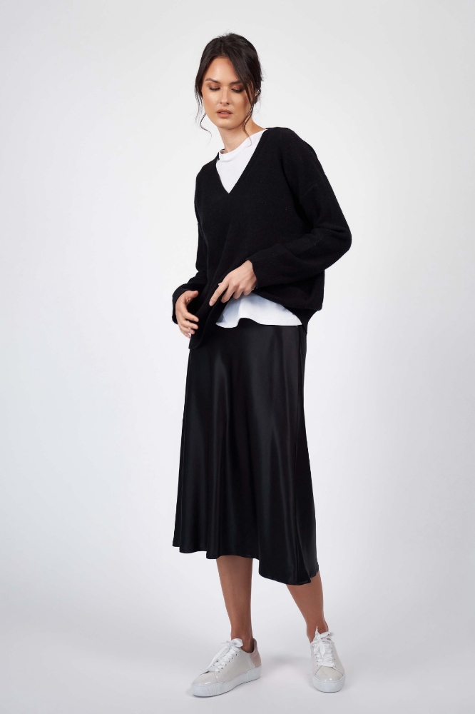 Picture of Coco Silk Bias Skirt Black