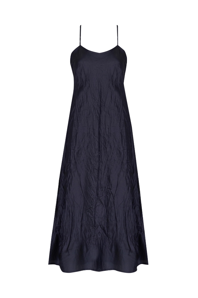 Picture of Sophia Crushed Silk Slip Dress Midnight
