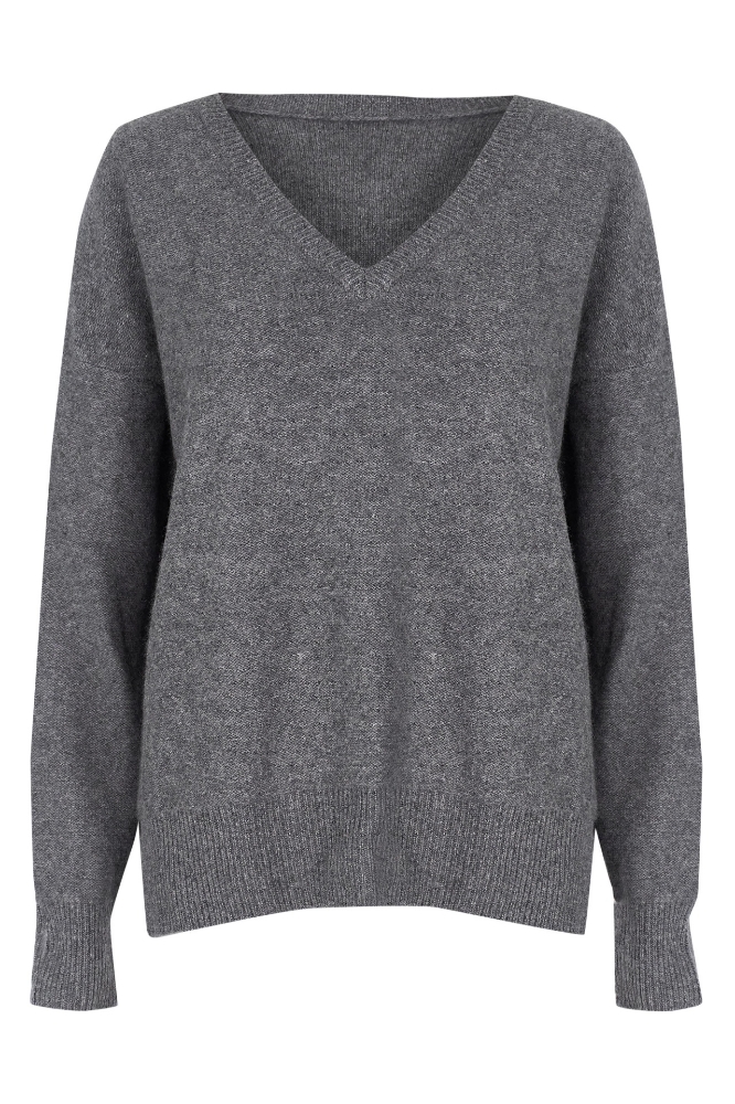 Picture of Bella V-Neck Cashmere Sweater Charcoal