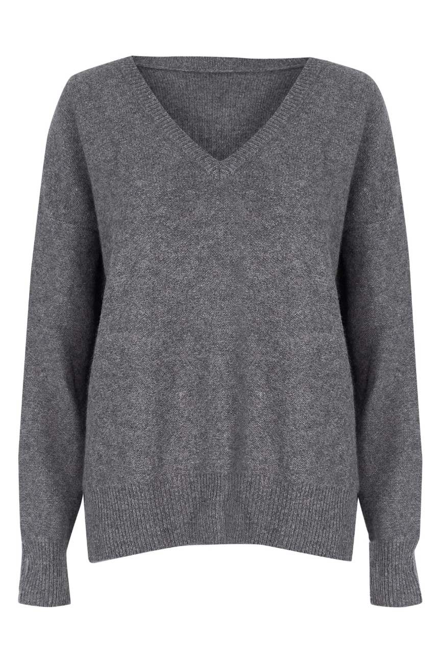 Picture of Bella V-Neck Cashmere Sweater Charcoal