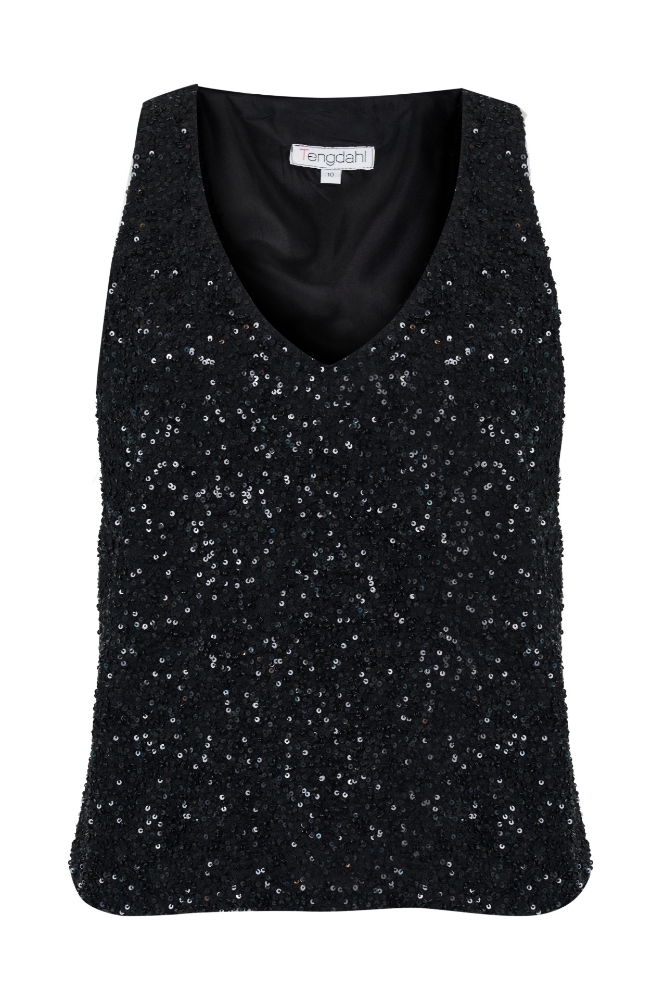 Picture of Helena Sequined V-Neck Top Black