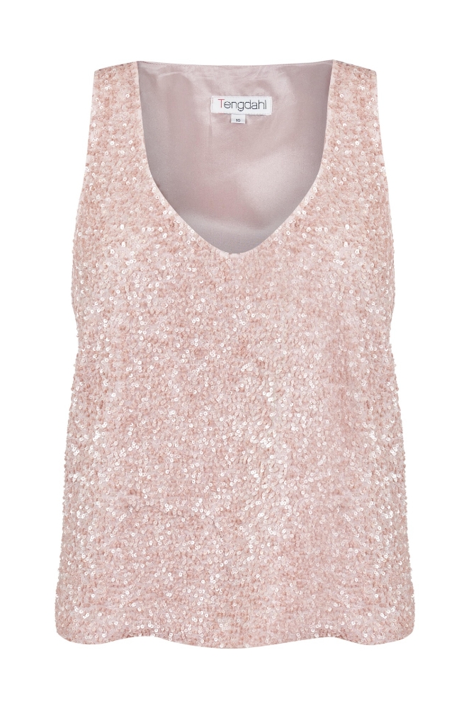 Picture of Helena Sequined V-Neck Top Pink Topaz