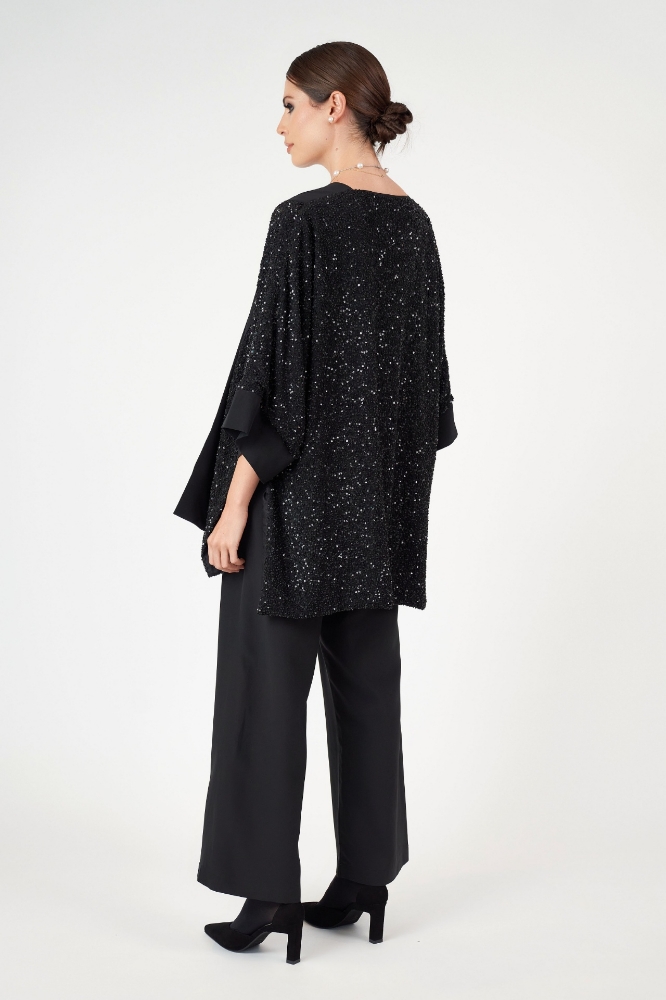 Picture of Helena Sequin Kimono Black Silk