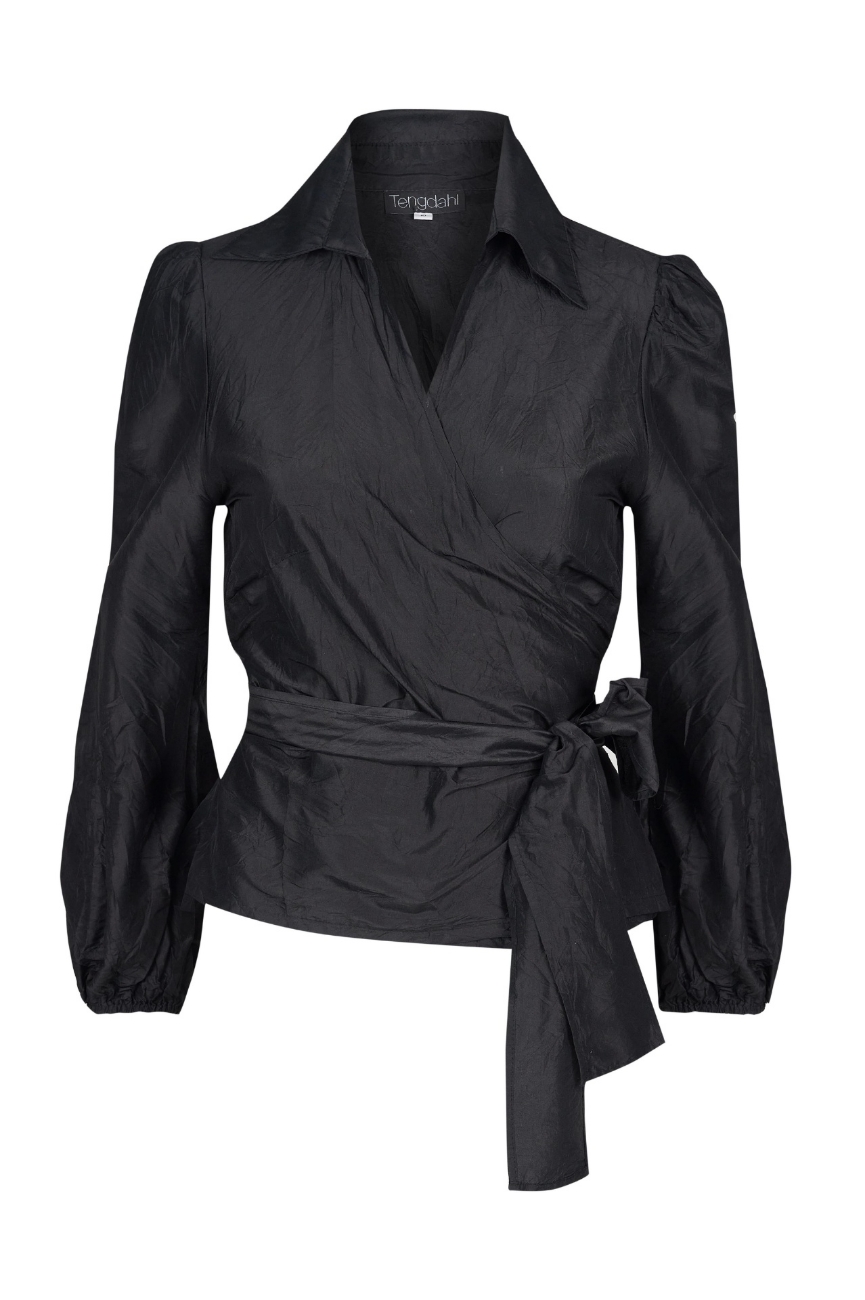 Picture of Sienna Silk Wrap Top Black