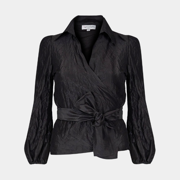 Black silk wrap top online