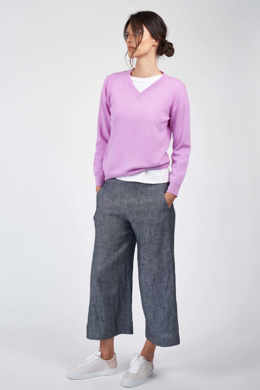 Picture of Paige V-Neck Cashmere Sweater Orchid