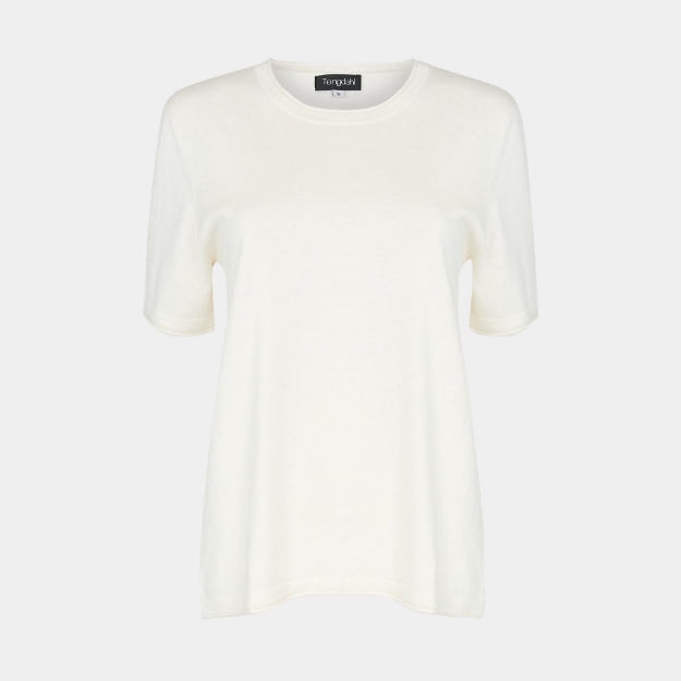 Picture of Lucy Cotton Cashmere T Ivory