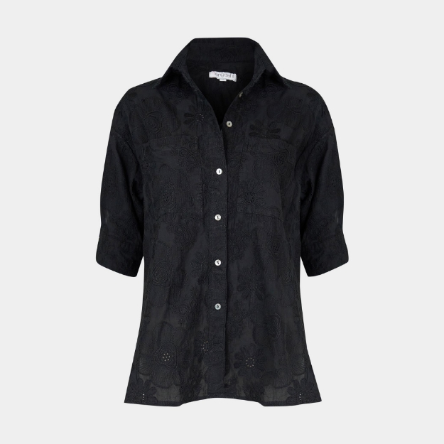 Picture of Christie Short Sleeve Shirt Embroidered Black