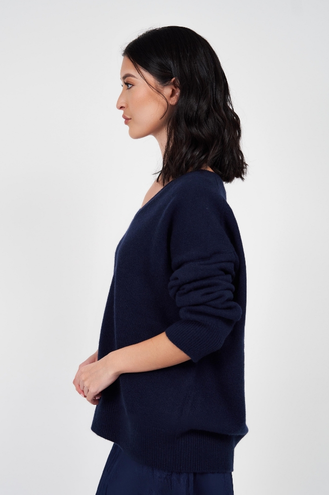 Picture of Bella V-Neck Cashmere Sweater Navy