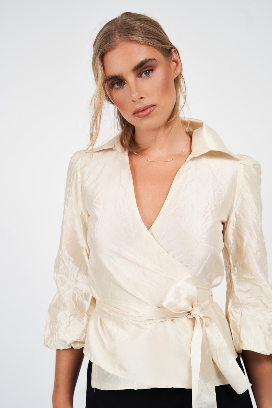 Picture of Sienna Silk Wrap Blouse Pearl