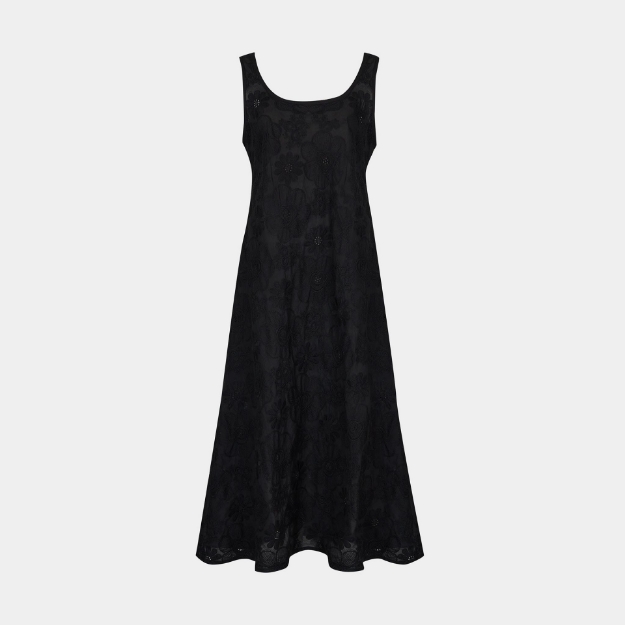 Picture of Coco Bias Dress Embroidered Black