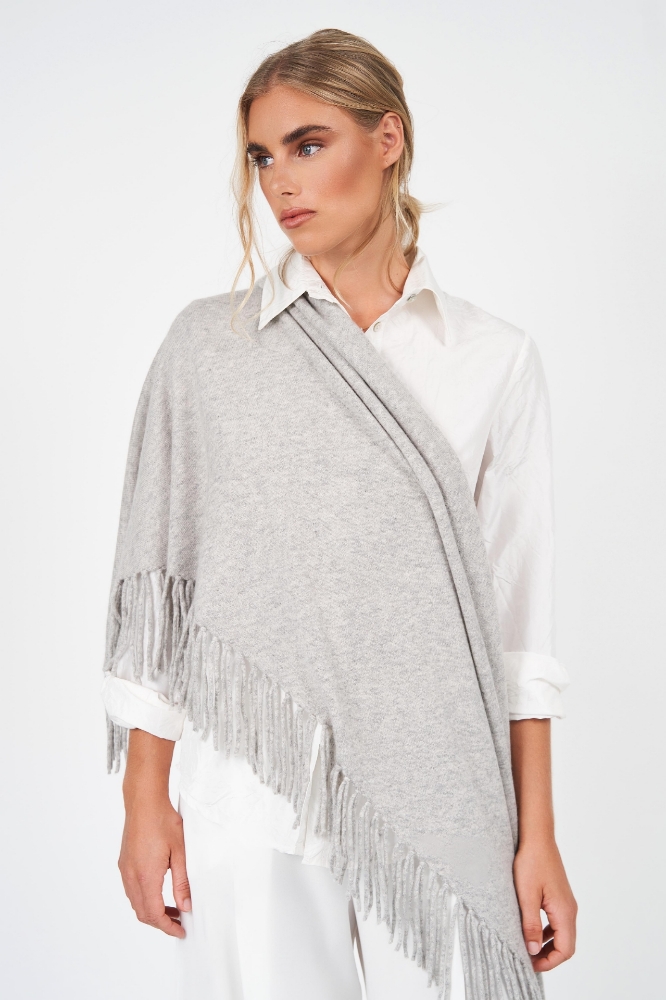 Picture of Kimberley Cashmere Fringed Shawl Navy