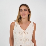 Picture of Juliette Sleeveless Top Embroidered Ecru