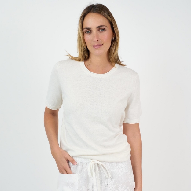 Picture of Lucy Cotton Cashmere T-Shirt Ivory