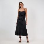 Picture of Cosette Midi Silk Wrap Skirt Black