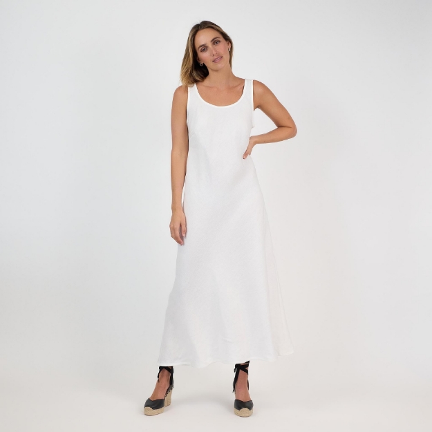 Picture of Coco Bias Dress White Linen